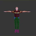 A Man In Dark Blue Uniform With Yellow Stripes Standing Full Body With Arms Outstretched