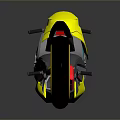 Futuristic Yellow Motorcycle With Blue Windshield Orange Rims And Sleek Modern Design