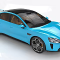 Blue Sports Car With Black Roof Brown Interior Sleek Body And Modern Design
