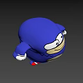 Cute Blue Chubby Cartoon Character With White Eyes Yellow Belly And Red Shoes