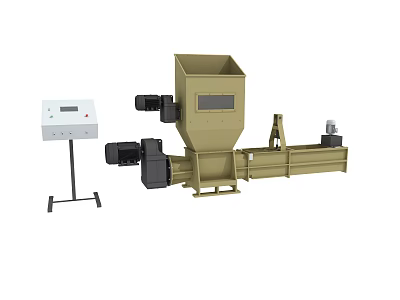 Industrial Equipment Main Unit With Feeding Hopper Dual Motors And Control Panel 3d model