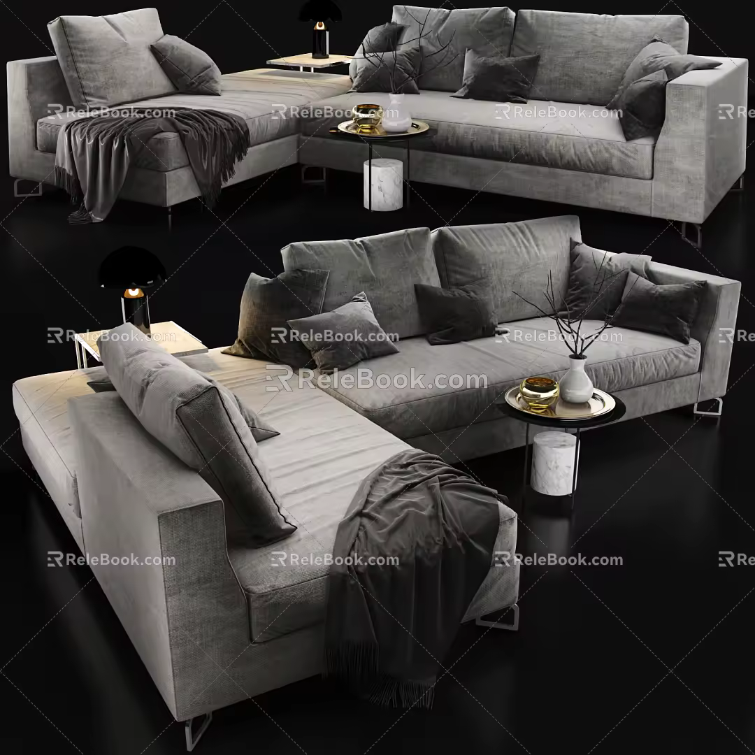 Modern Multiplayer Sofa Sofa Coffee Table Combination 3d model