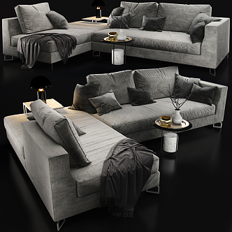 Modern Multiplayer Sofa Coffee Table Combination 3d model