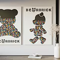 BE@RBRICK Decorative Posters With Sitting And Standing Bear Figures Colorful Patterns 3d model