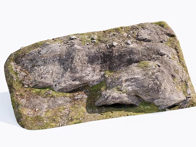 Natural Stone And Wood Materials With Rough Texture And Mossy Surface 3d model