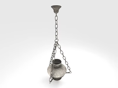 Industrial Style Metal Chandelier with Hanging Chain and Round Shade Design 3d model