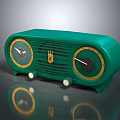 Vintage Green Radio As Business Equipment With Round Dials Brand Logo Knobs And Retro Design