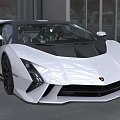 White Lamborghini Supercar With Sleek Body Black Roof And Modern Front Design