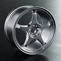 Shiny Silver Five Spoke Car Wheel Rim With Metallic Finish And Modern Sleek Design