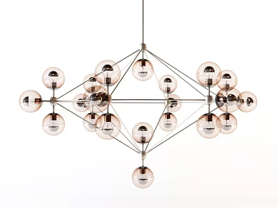 Modern Geometric Chandelier With Spherical Glass Bulbs And Metal Frame Structure 3d model