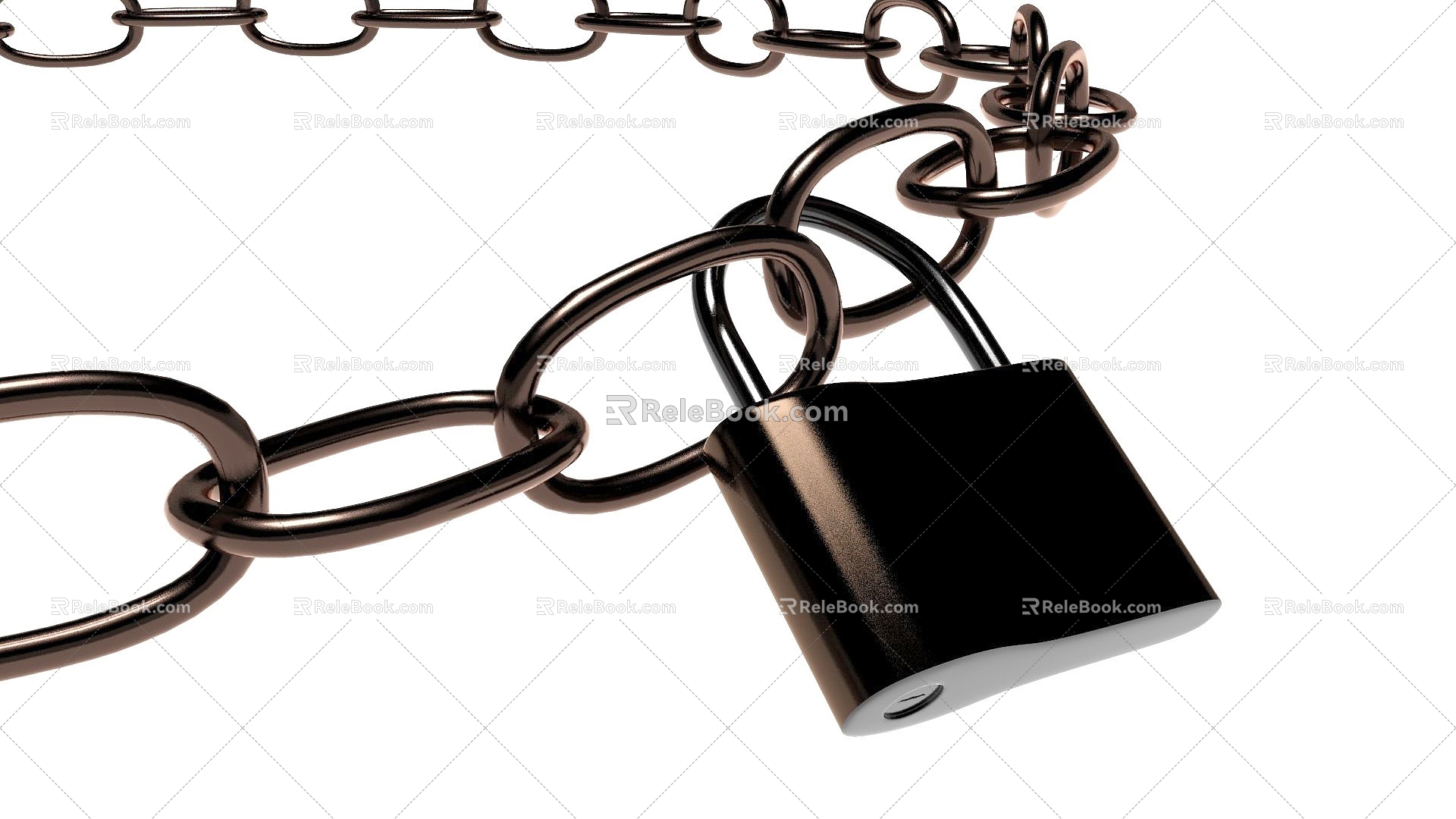 Modern lock security lock key lock chain 3d model