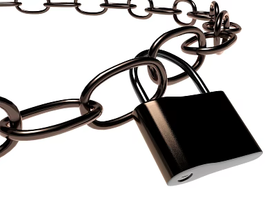 Secure Door Handle With Metal Padlock And Chain For Home Security And Safety 3d model