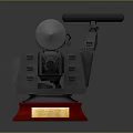 Military Weapon Model with Spherical Radar Barrel Red Base Plaque and Support Structure 3d model