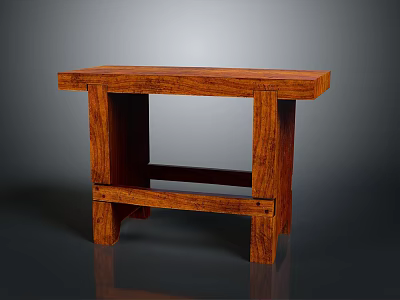 Classic Solid Wooden Bench With Simple Rectangular Top And Sturdy Legs 3d model