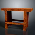 Classic Solid Wooden Bench With Simple Rectangular Top And Sturdy Legs
