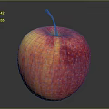 Fresh Red Yellow Apple with Stem on Dark Background Juicy Ripe Fruit