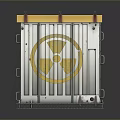 Radioactive Metal Container With Yellow Top Radiation Symbol And Grilled Sides