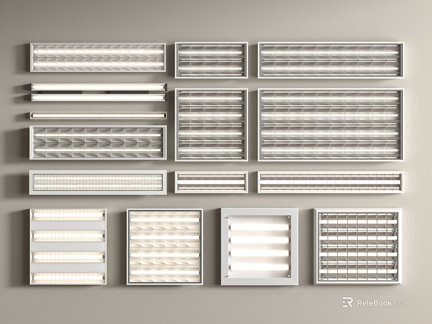 Various Design Grille Lights with Different Shapes for Commercial Interior Lighting 3d model 