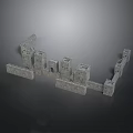 Gray Medieval Castle Walls 3D Model With Stone Towers And Gateways
