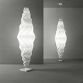 Bright Illuminated Modern Geometric Floor Lamp with White Shade in Minimalist Room