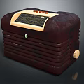 Vintage Retro Maroon Speaker Featuring Textured Surface Display Screen And Control Knobs