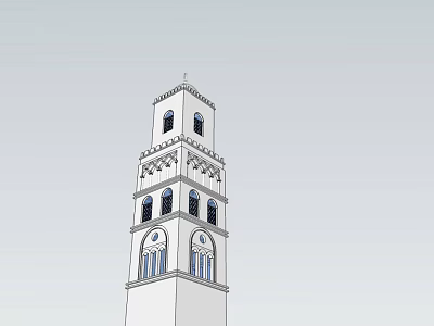White Tower With Multiple Floors Decorative Windows And Architectural Design 3d model