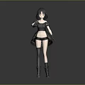 3D Fantasy Game Movie Character With Short Black Hair And Golden Accented Black Outfit