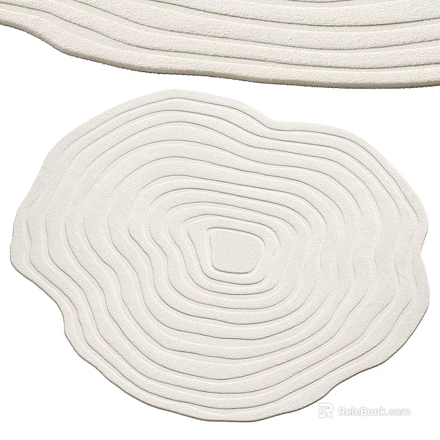 Unique Irregular Shaped Rug With Layered Lines Design 3d model 