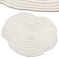 Unique Irregular Shaped Rug With Layered Lines Design