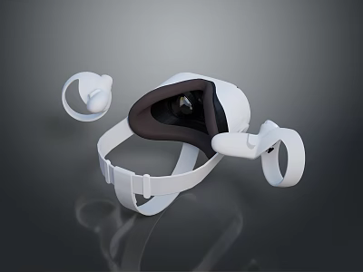 Sleek White VR Headset With Adjustable Strap And Clear Lens Design 3d model