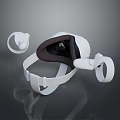 Sleek White VR Headset With Adjustable Strap And Clear Lens Design 3d model