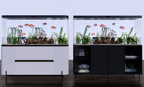 Modern fish tank fish tank combination 3d model