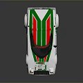 Vintage Lanca Alitalia Racing Car White With Green Red Stripes Multiple Round Headlights Yellow Wheels