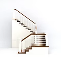 Modern Interior Staircase With White Railings Brown Handrails And Wooden Steps