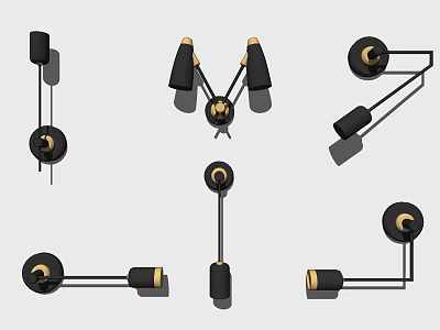 Modern Black And Gold Wall Lamps For Home Interior Decor With Stylish Designs 3d model