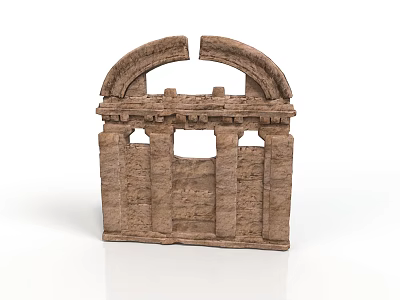 Ancient Stone Brick Building Structure With Archway And Historical Details 3d model