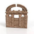 Ancient Stone Brick Building Structure With Archway And Historical Details