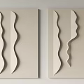 Two Beige Modern Wall Decorative Panels With Wavy Cutout Design for Home Interior