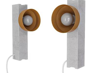 Minimalist Wall Lamps With Concrete Pillar Brown Shade And White Bulb 3d model