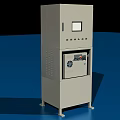 Standing Industrial Computer Cabinet With Display Screen Control Buttons And Ventilation Grille 3d model