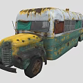 Old Rusty Bus With Faded Yellow And Green Paint And Number 142