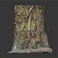 Natural Wooden Tree Stump Decorative Piece with Stone Base and Natural Texture
