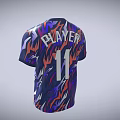 Sports Equipment Player Jersey With Colorful Blue Purple Orange Pattern And Number 11