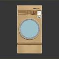 Modern Beige Desktop Computer Case With Circular Transparent Window And Control Panel 3d model