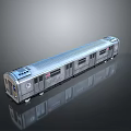 3D Silver Subway Train Model with Windows Doors and Reflective Surface on Gray Background 3d model