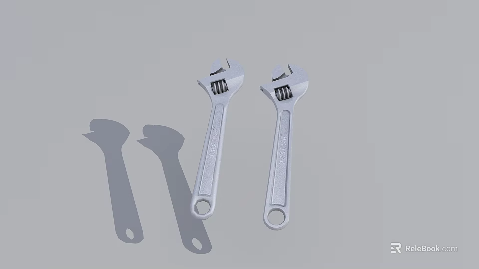 Two Silver Adjustable Wrenches Essential Hardware Tools For Repair Work 3d model 
