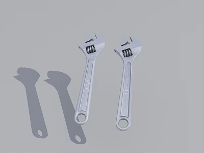 Two Silver Adjustable Wrenches Essential Hardware Tools For Repair Work 3d model