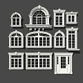 White Window And Door Designs With Various Architectural Styles And Decorative Frames 3d model