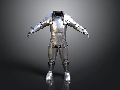 Silver Medieval Full Body Armor With Metal Plates And Jointed Design 3d model