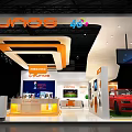 YUNOS Modern Exhibition Booth Featuring 40 Plus Logo Red Car Display Counter And Display Screens